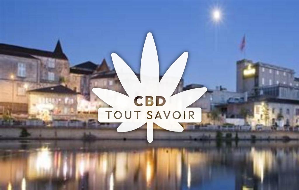 Village à Saint-Laurent-de-Cognac avec feuille Cannabis CBD