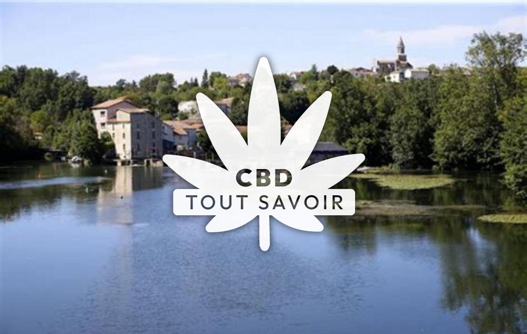 Village à Mosnac-Saint-Simeux avec feuille Cannabis CBD