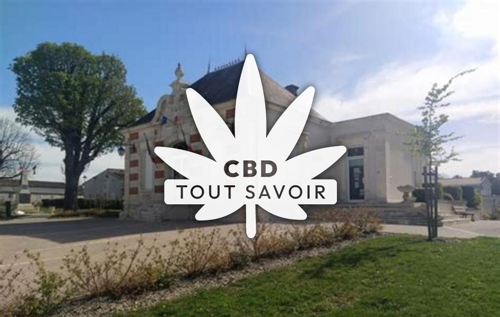 Village à Angeac-Champagne avec feuille Cannabis CBD