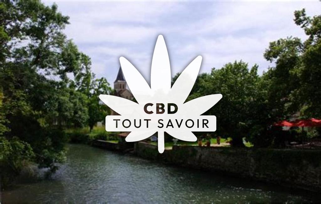 Village à Bourg-Charente avec feuille Cannabis CBD