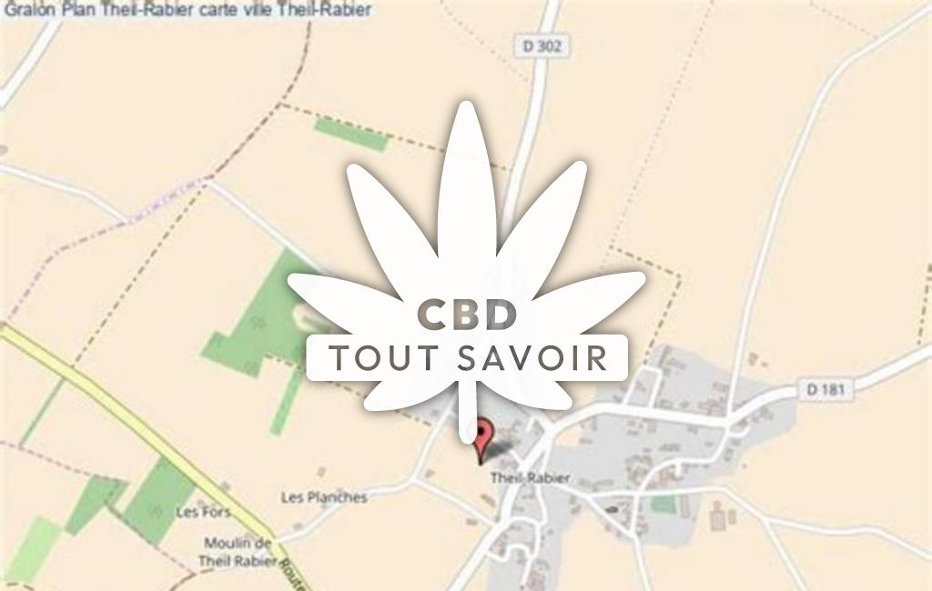 Village à Theil-Rabier avec feuille Cannabis CBD