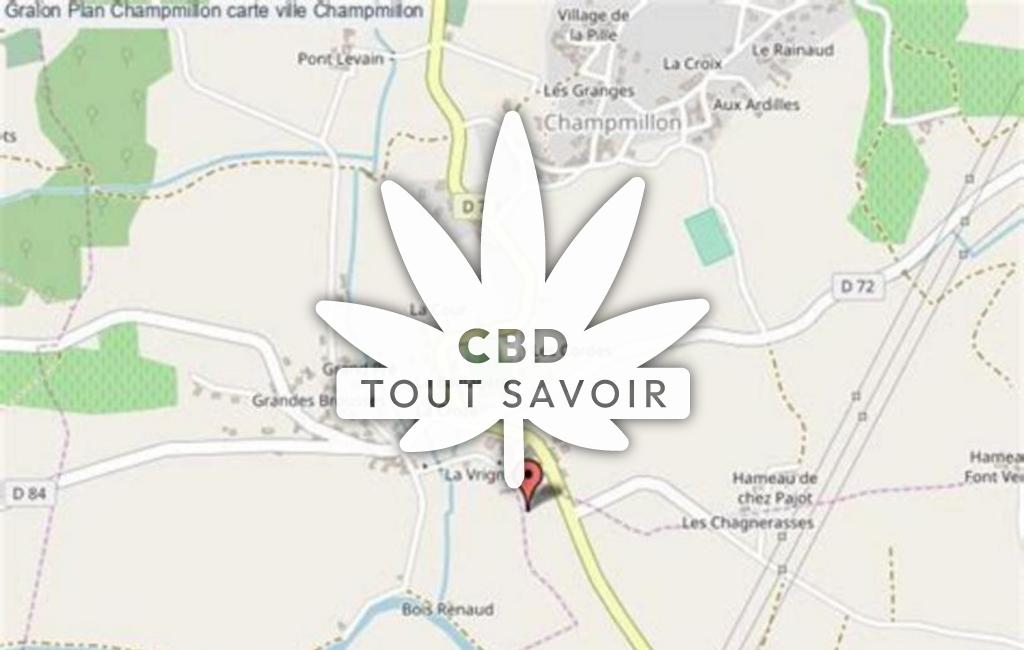 Village à Champmillon avec feuille Cannabis CBD