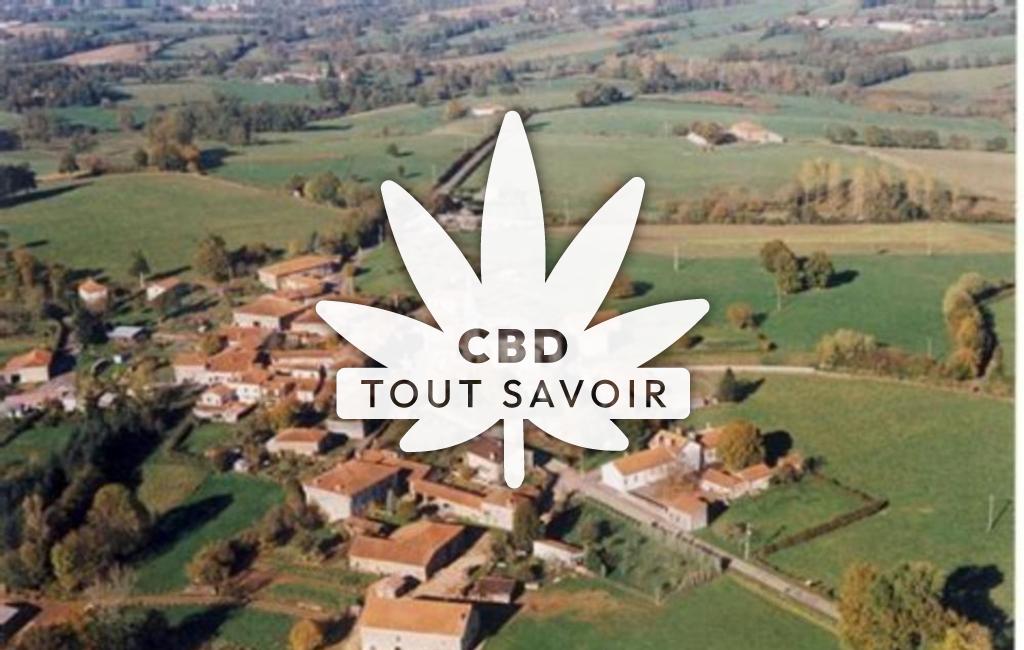 Village à Lesignac-Durand avec feuille Cannabis CBD