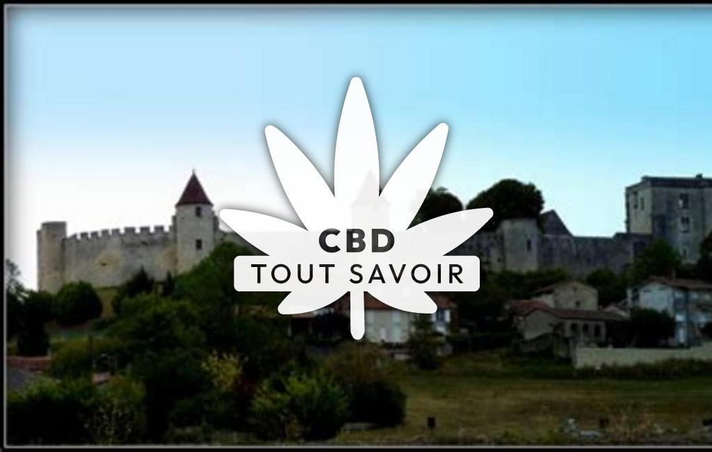 Village à Villebois-Lavalette avec feuille Cannabis CBD