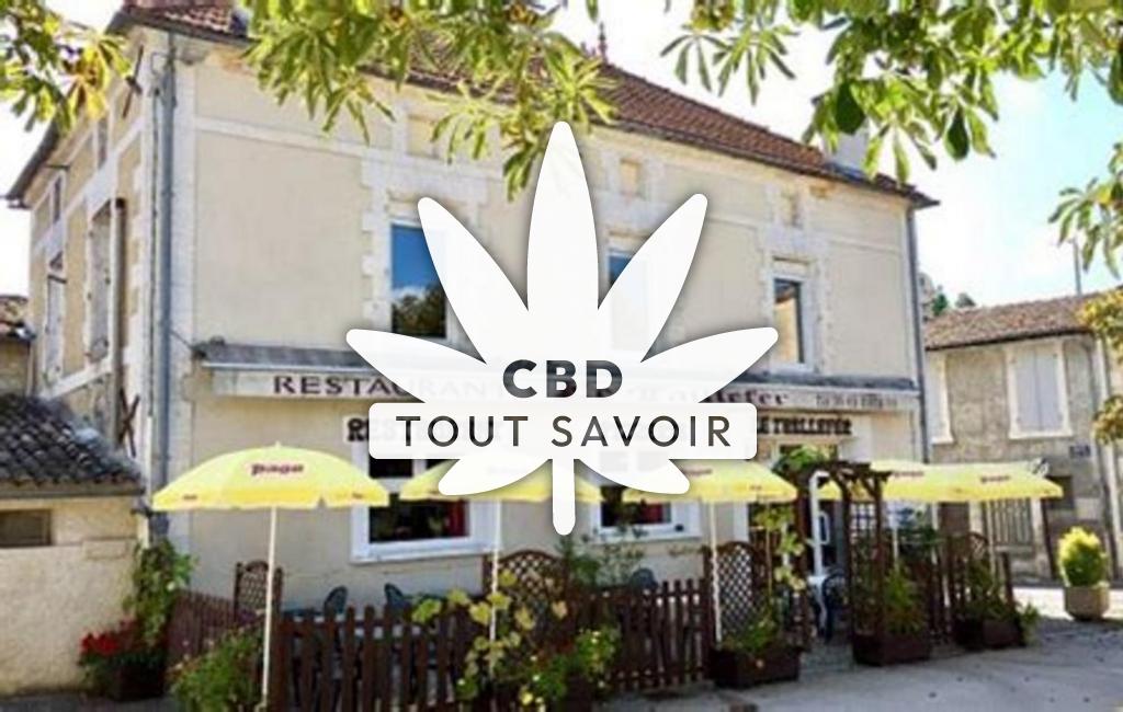 Village à Montignac-Charente avec feuille Cannabis CBD