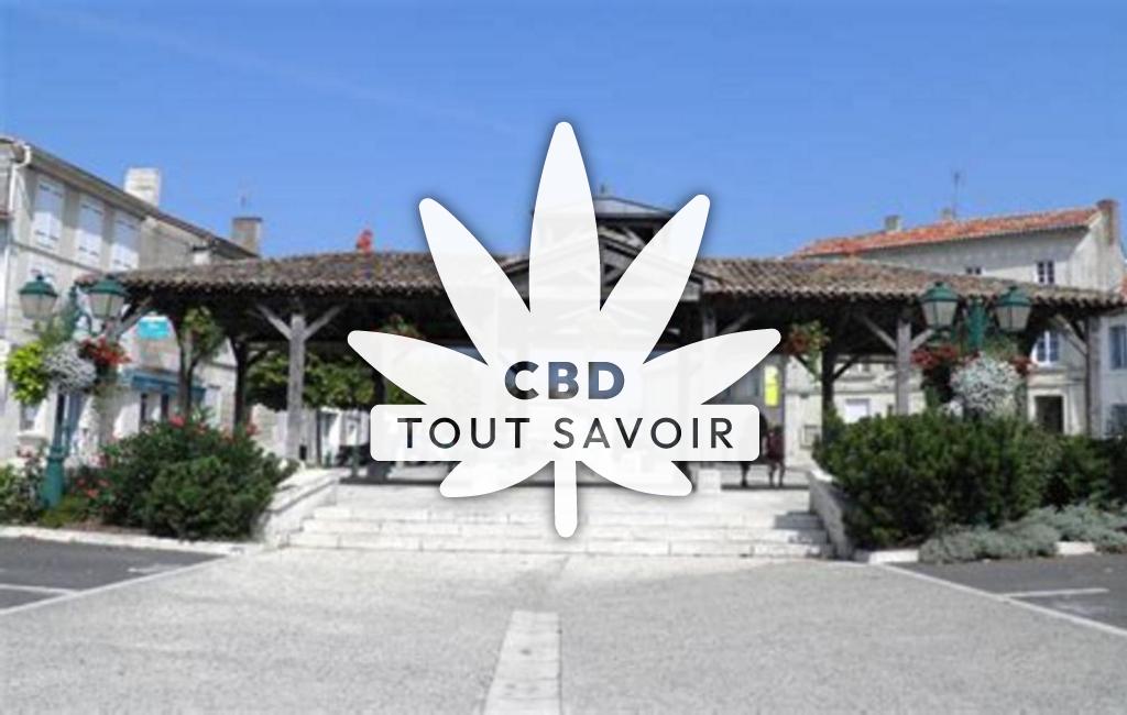 Village à Baignes-Sainte-Radegonde avec feuille Cannabis CBD