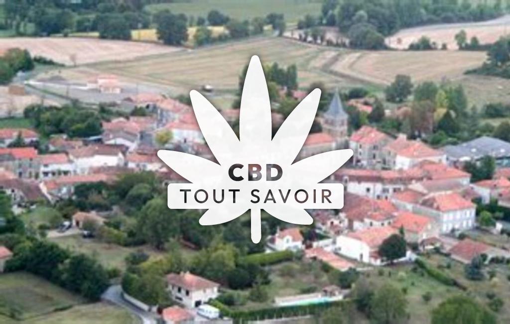 Village à Saint-Severin avec feuille Cannabis CBD