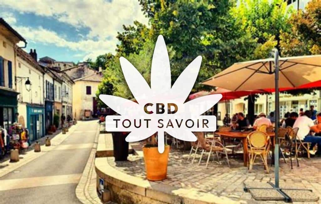Village à Aubeterre-sur-Dronne avec feuille Cannabis CBD