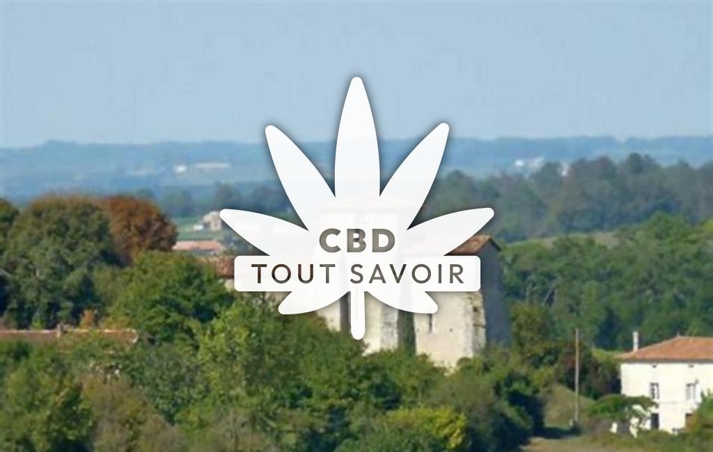 Village à Sainte-Souline avec feuille Cannabis CBD