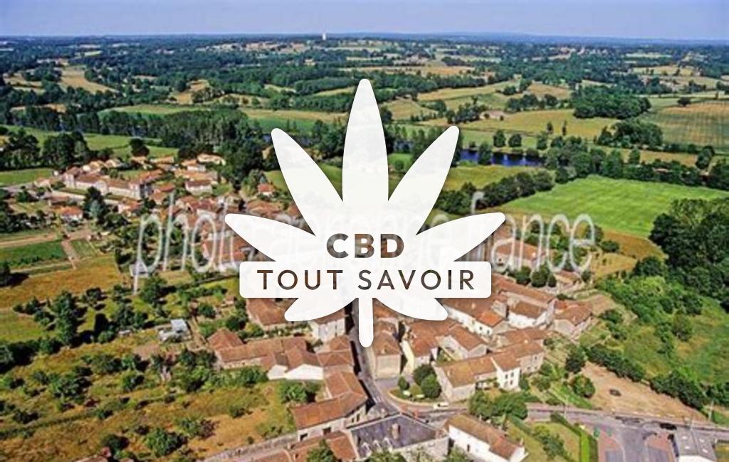 Village à Manot avec feuille Cannabis CBD