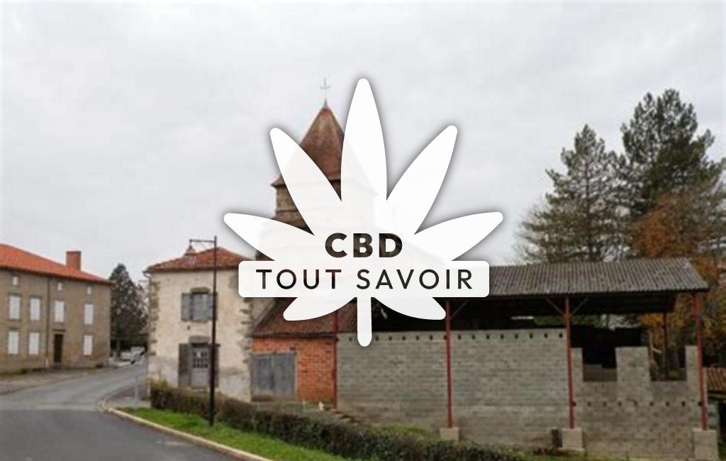 Village à Oradour-Fanais avec feuille Cannabis CBD