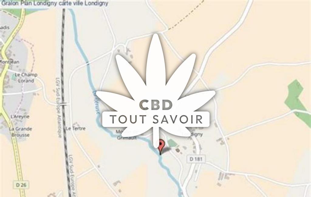 Village à Londigny avec feuille Cannabis CBD