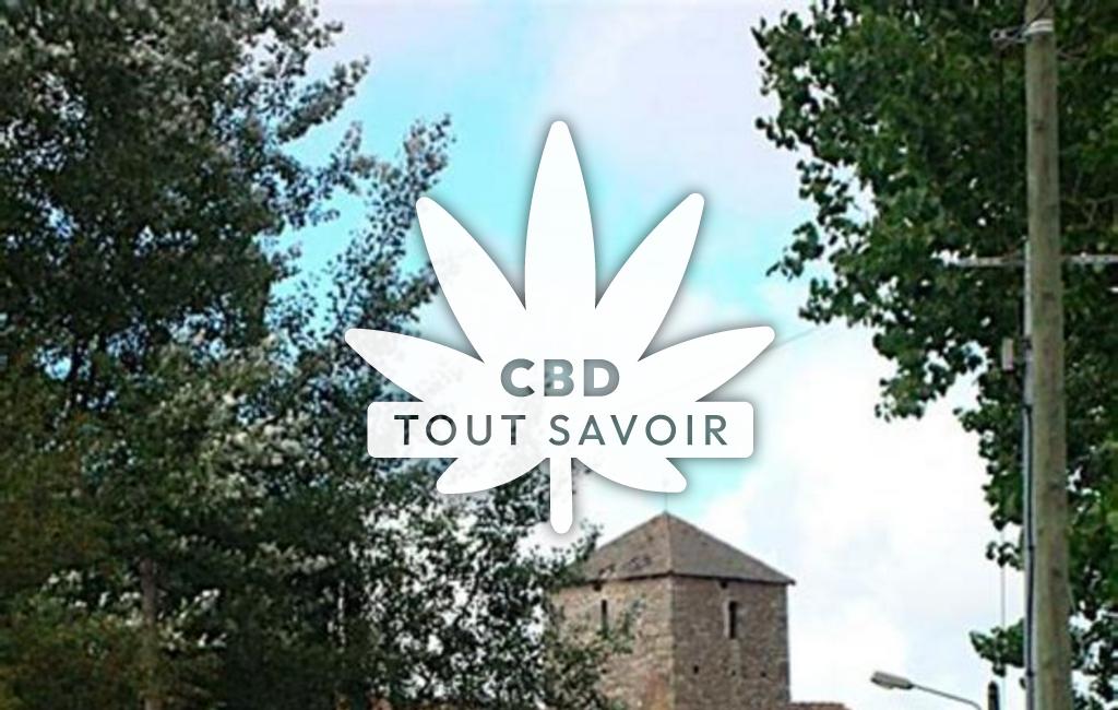 Village à Saint-Gourson avec feuille Cannabis CBD