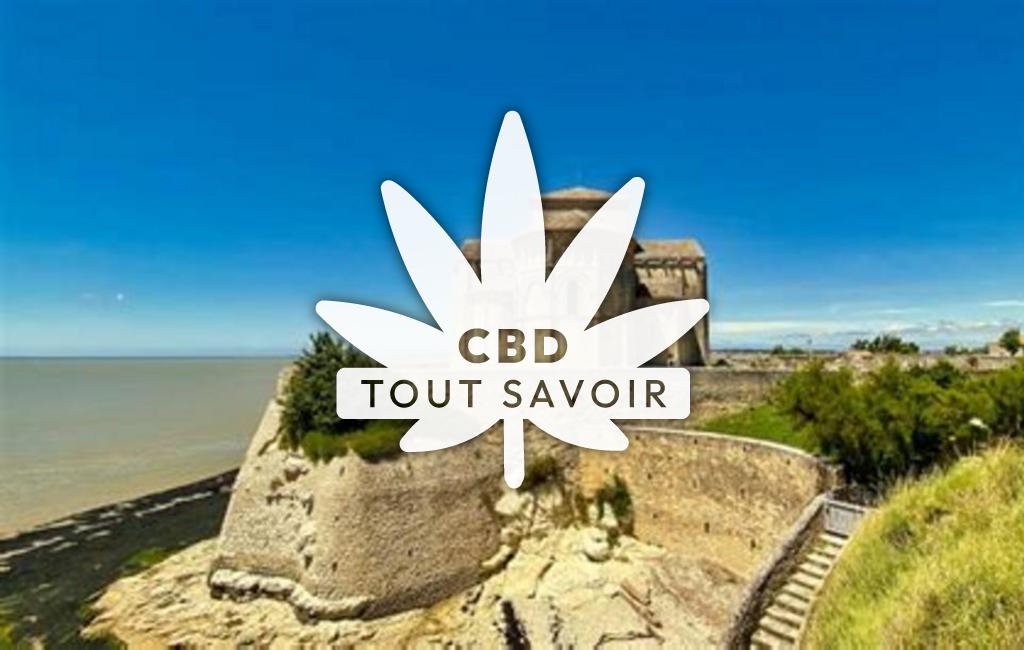 Village à Talmont-sur-Gironde avec feuille Cannabis CBD