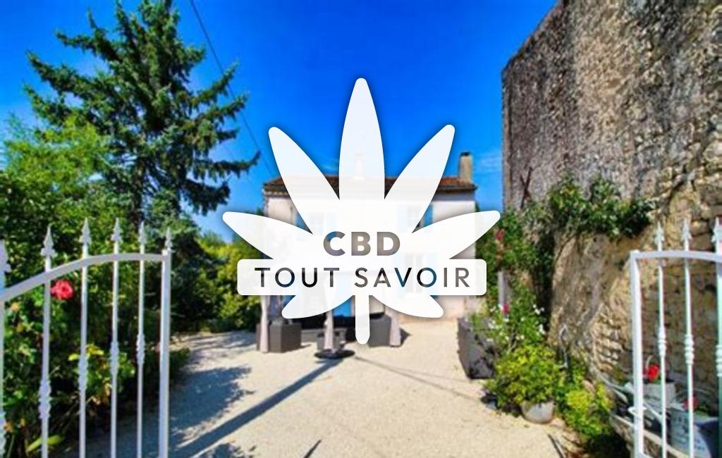 Village à Saint-Pierre-de-Juillers avec feuille Cannabis CBD
