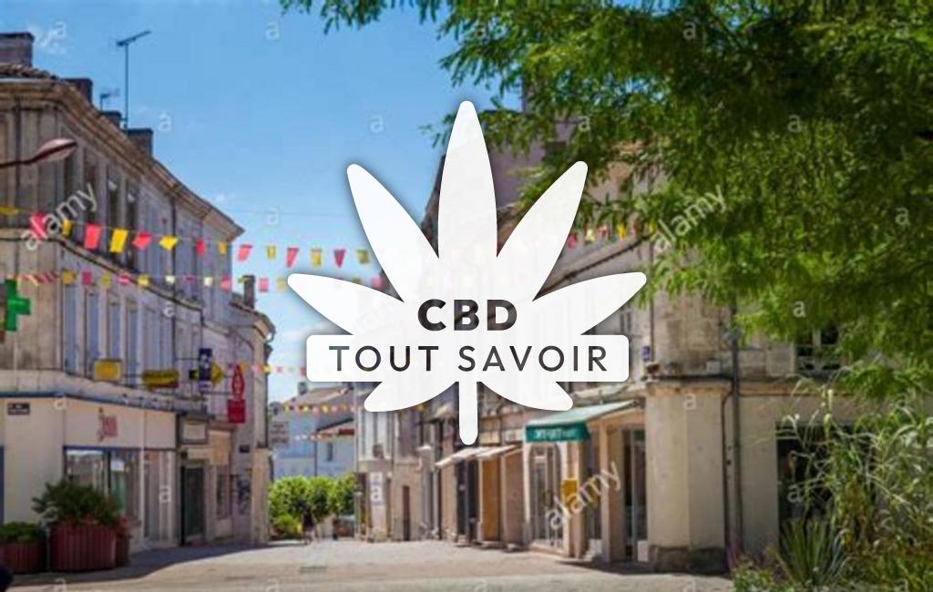 Village à Jarnac-Champagne avec feuille Cannabis CBD