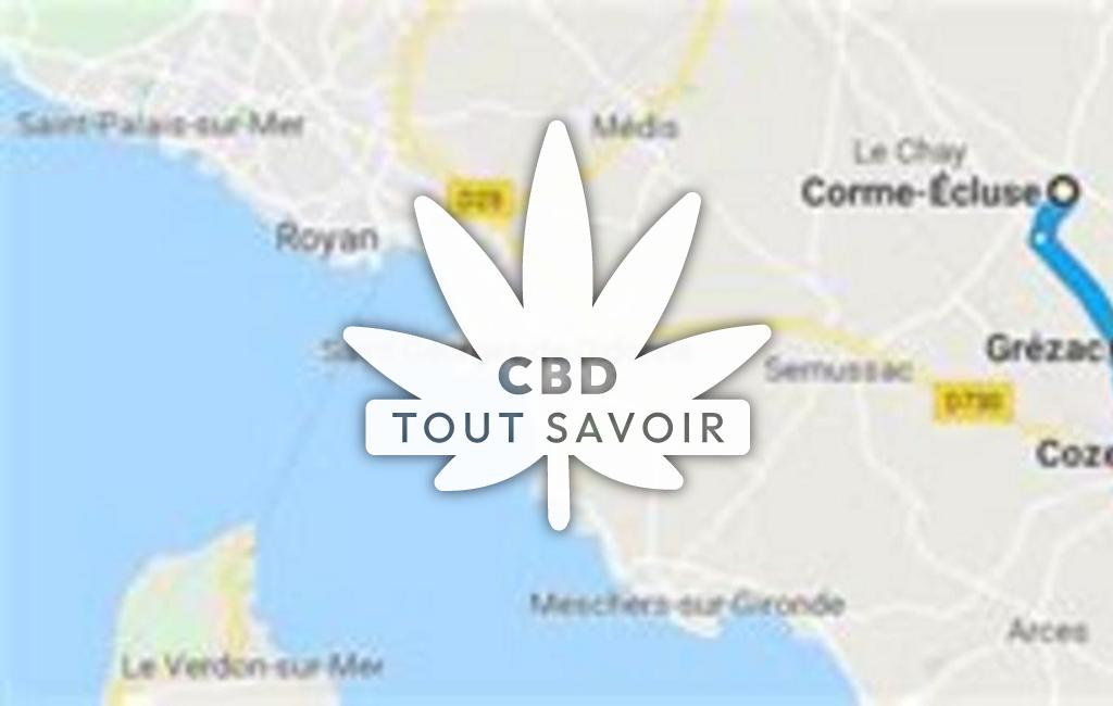 Village à Corme-Ecluse avec feuille Cannabis CBD