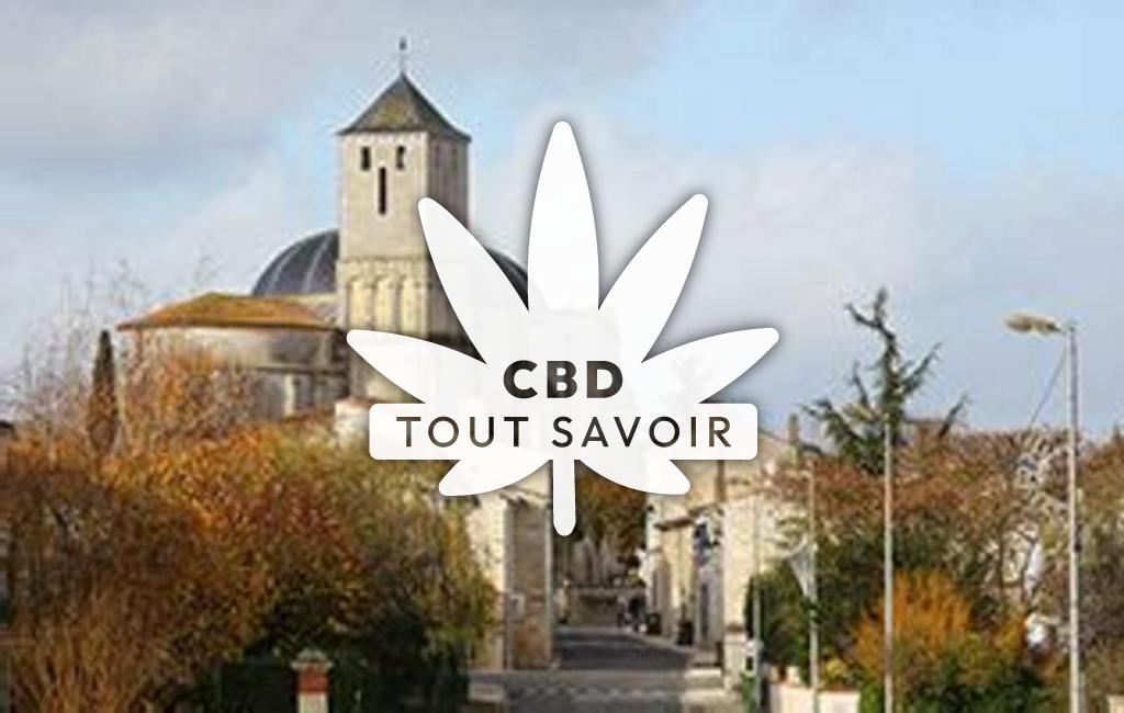 Village à Saint-Romain-de-Benet avec feuille Cannabis CBD