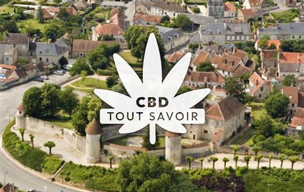 Village à Dun-sur-Auron avec feuille Cannabis CBD
