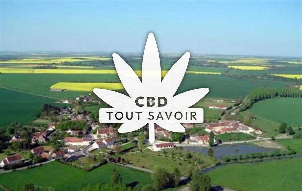 Village à Osmery avec feuille Cannabis CBD