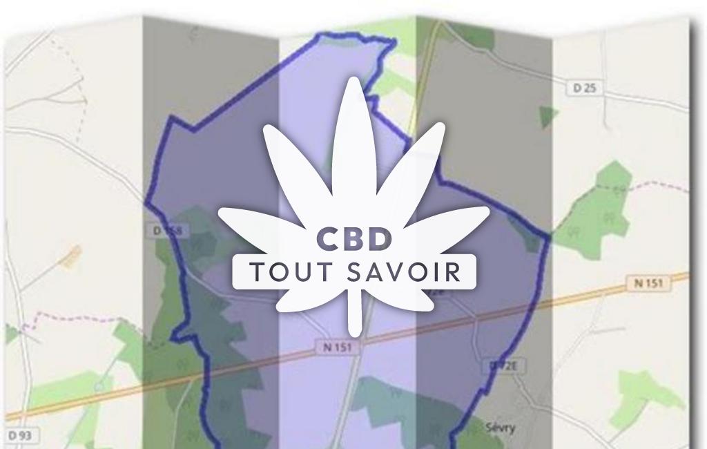 Village à Chaumoux-Marcilly avec feuille Cannabis CBD