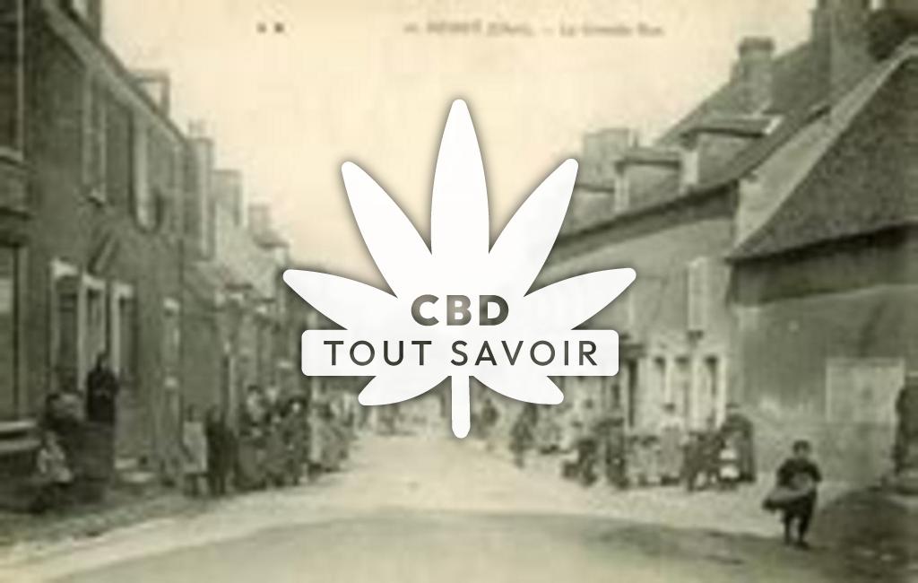 Village à Herry avec feuille Cannabis CBD
