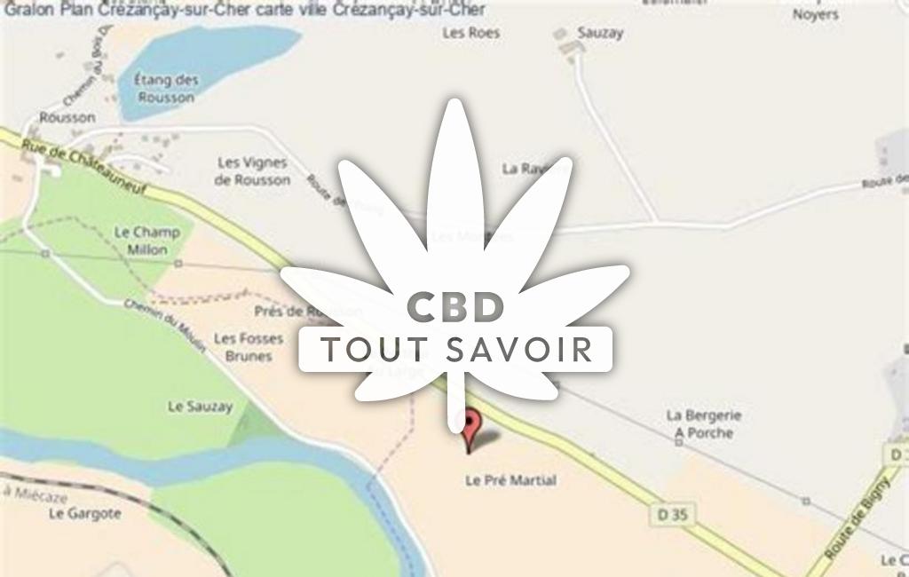 Village à Crezancay-sur-Cher avec feuille Cannabis CBD