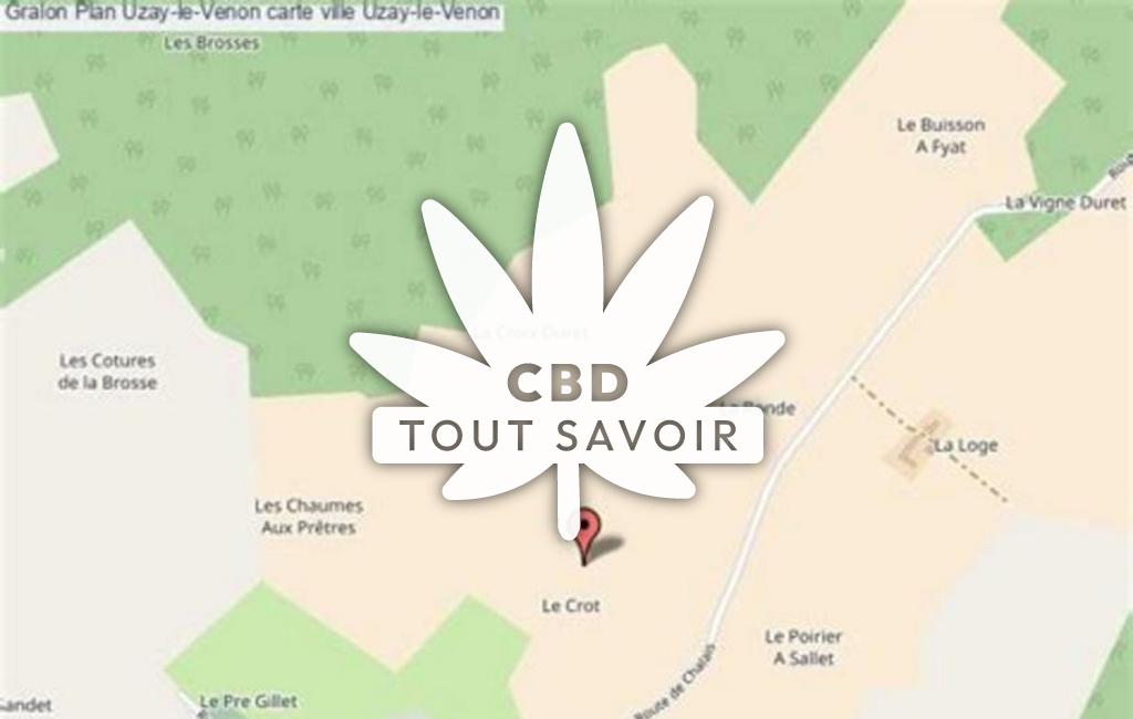 Village à Uzay-le-Venon avec feuille Cannabis CBD