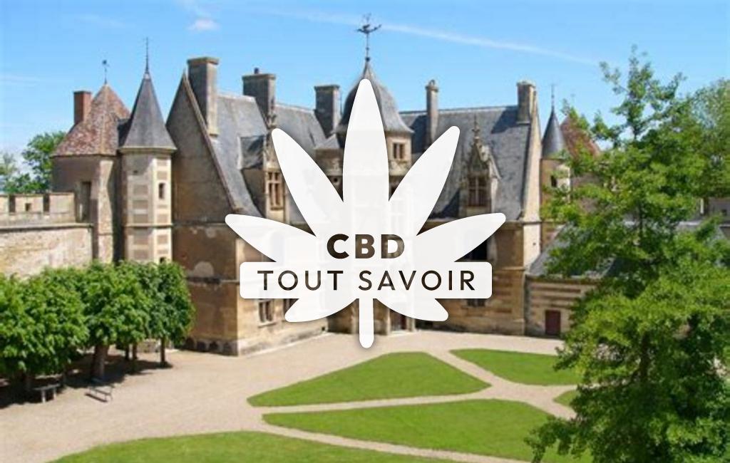 Village à Ainay-le-Vieil avec feuille Cannabis CBD