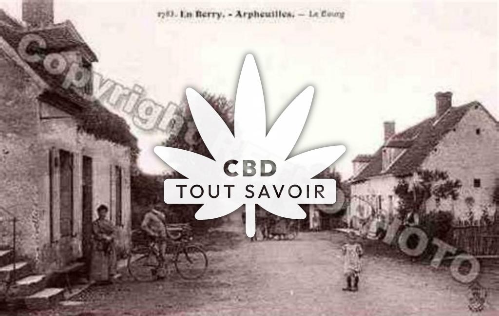 Village à Arpheuilles avec feuille Cannabis CBD