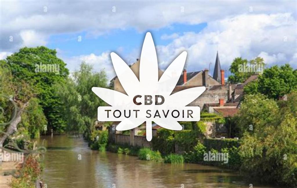 Village à Saint-Amand-Montrond avec feuille Cannabis CBD