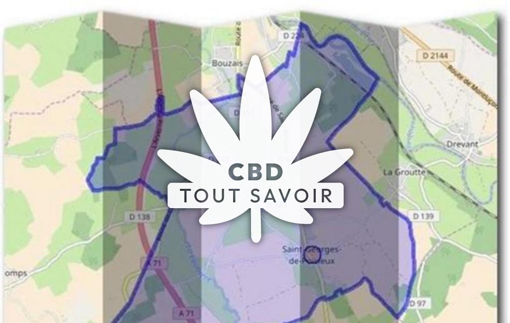 Village à Saint-Georges-de-Poisieux avec feuille Cannabis CBD