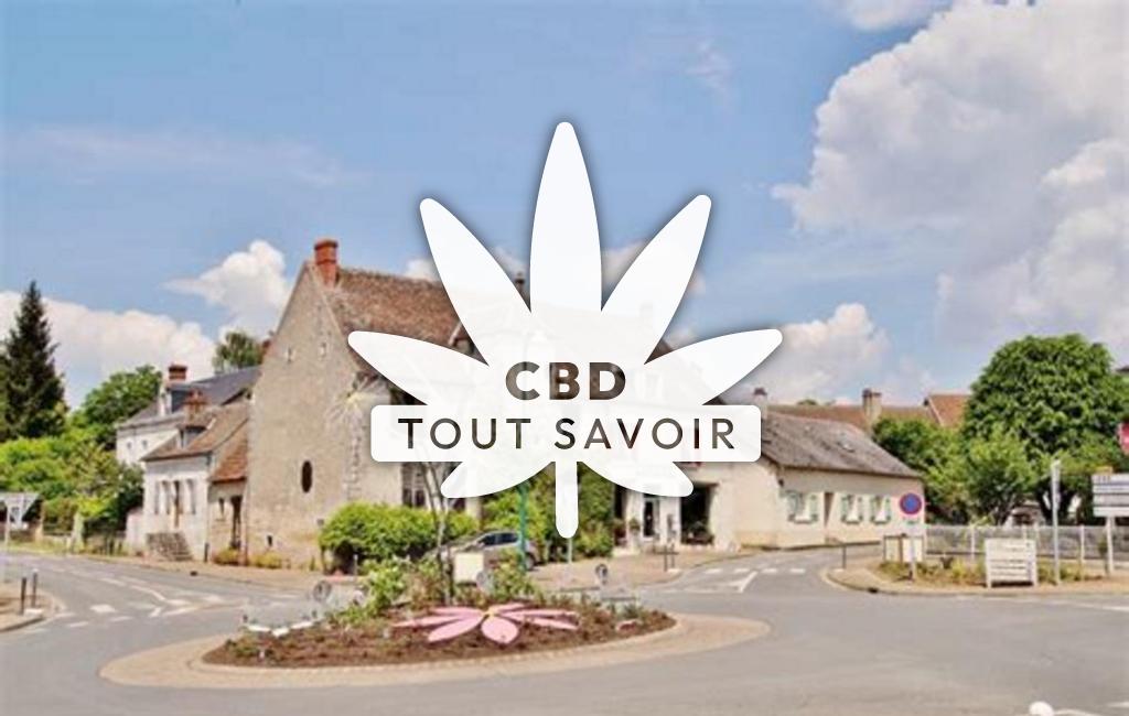 Village à Boulleret avec feuille Cannabis CBD