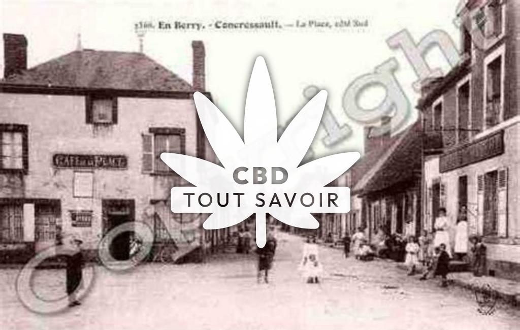 Village à Concressault avec feuille Cannabis CBD
