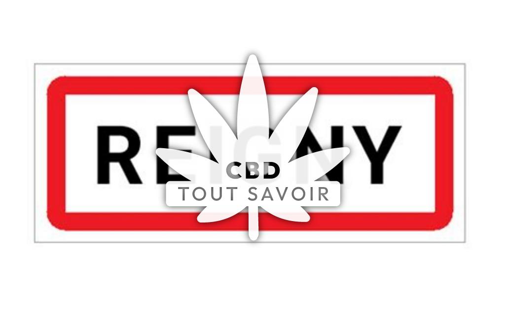 Village à Reigny avec feuille Cannabis CBD