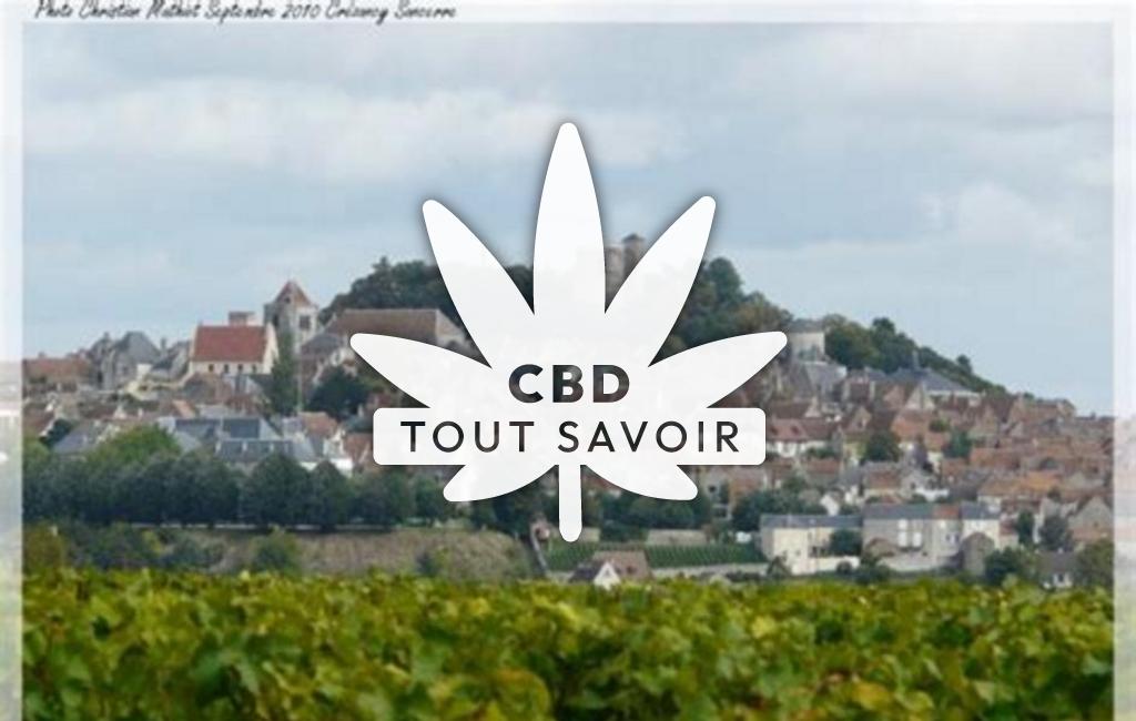 Village à Crezancy-en-Sancerre avec feuille Cannabis CBD