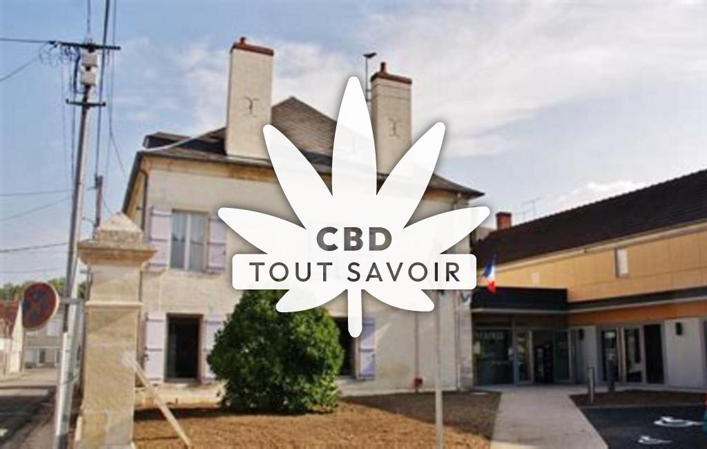 Village à Jouet-sur-l'Aubois avec feuille Cannabis CBD