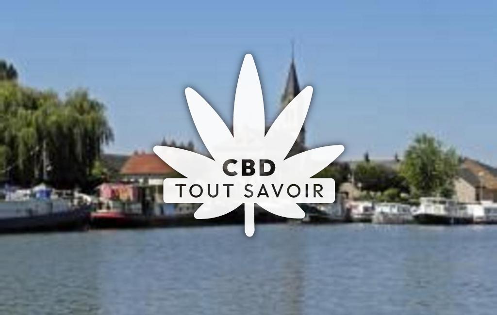 Village à Marseilles-les-Aubigny avec feuille Cannabis CBD