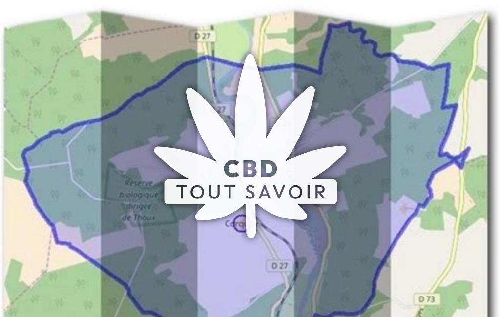 Village à Corquoy avec feuille Cannabis CBD