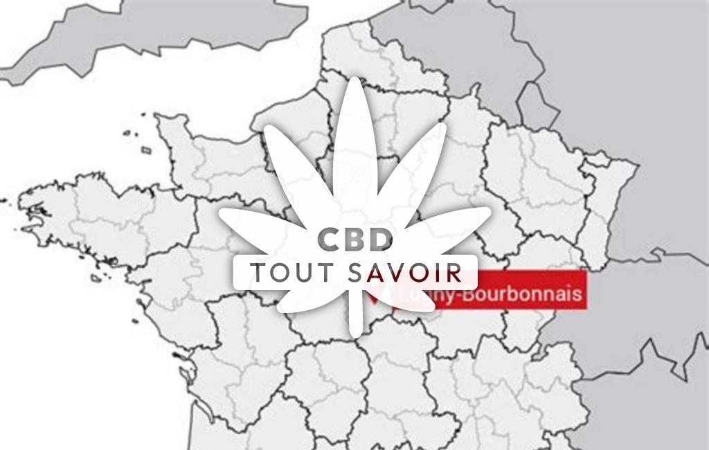 Village à Lugny-Bourbonnais avec feuille Cannabis CBD