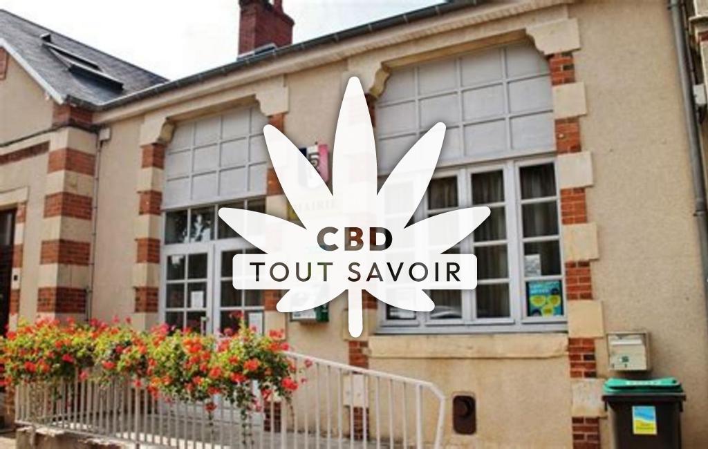 Village à Mornay-Berry avec feuille Cannabis CBD