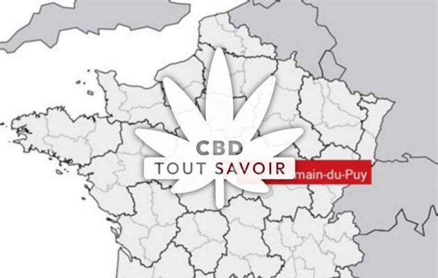 Village à Saint-Germain-du-Puy avec feuille Cannabis CBD