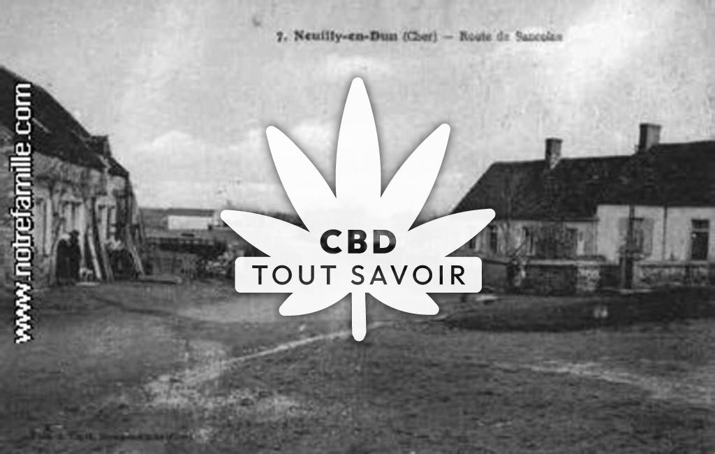 Village à Neuilly-en-Dun avec feuille Cannabis CBD