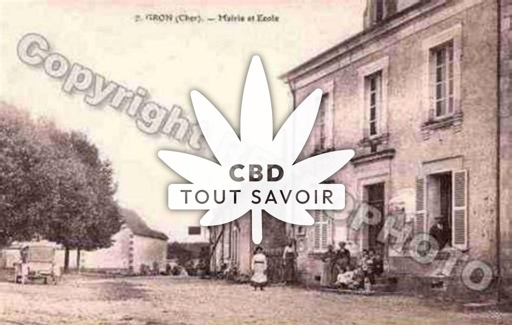 Village à Gron avec feuille Cannabis CBD