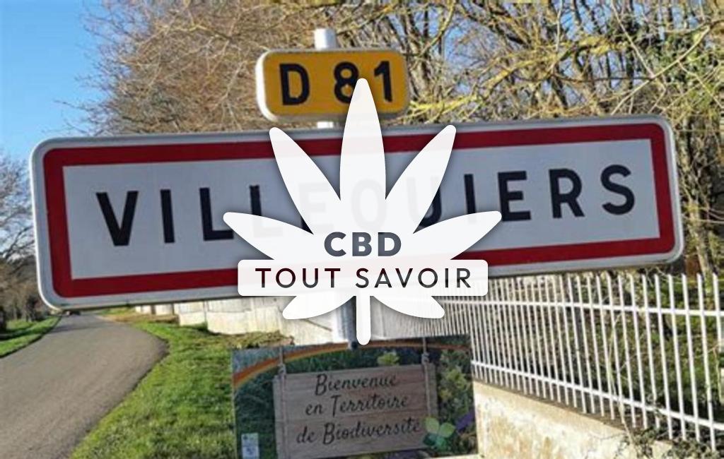 Village à Villequiers avec feuille Cannabis CBD