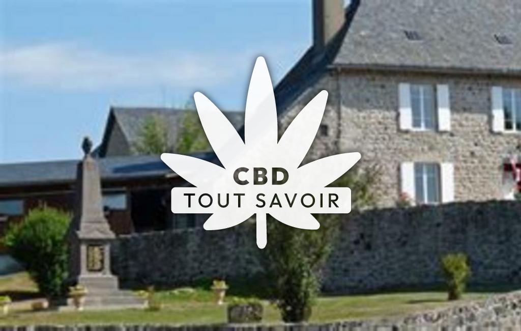 Village à Sarroux-Saint-Julien avec feuille Cannabis CBD