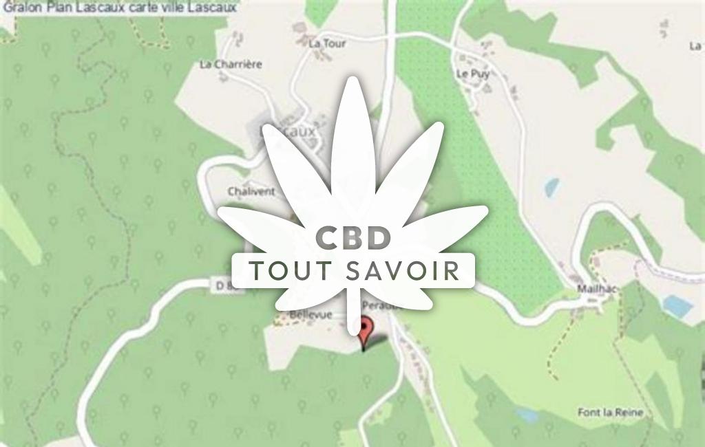 Village à Lascaux avec feuille Cannabis CBD
