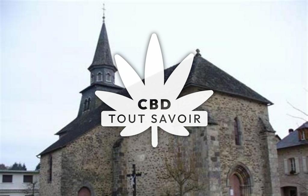 Village à Saint-Ybard avec feuille Cannabis CBD