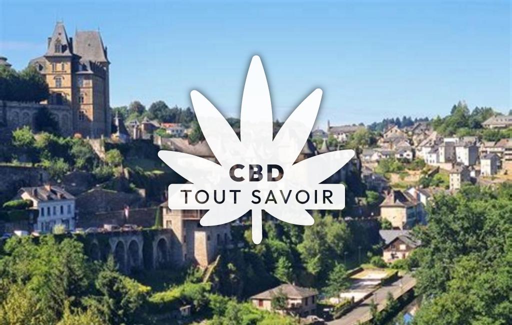Village à Uzerche avec feuille Cannabis CBD