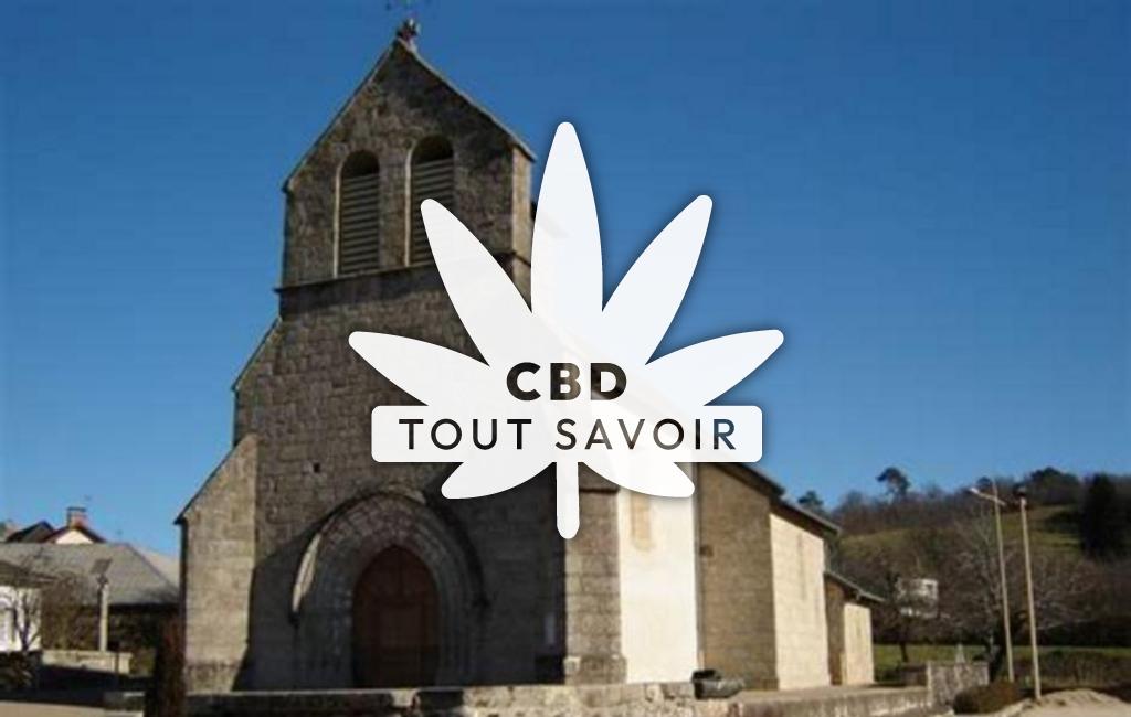 Village à Chanac-les-Mines avec feuille Cannabis CBD